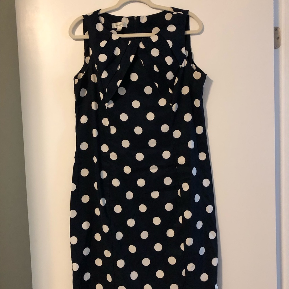Dressbarn Navy and White Sleeveless Sheath Midi